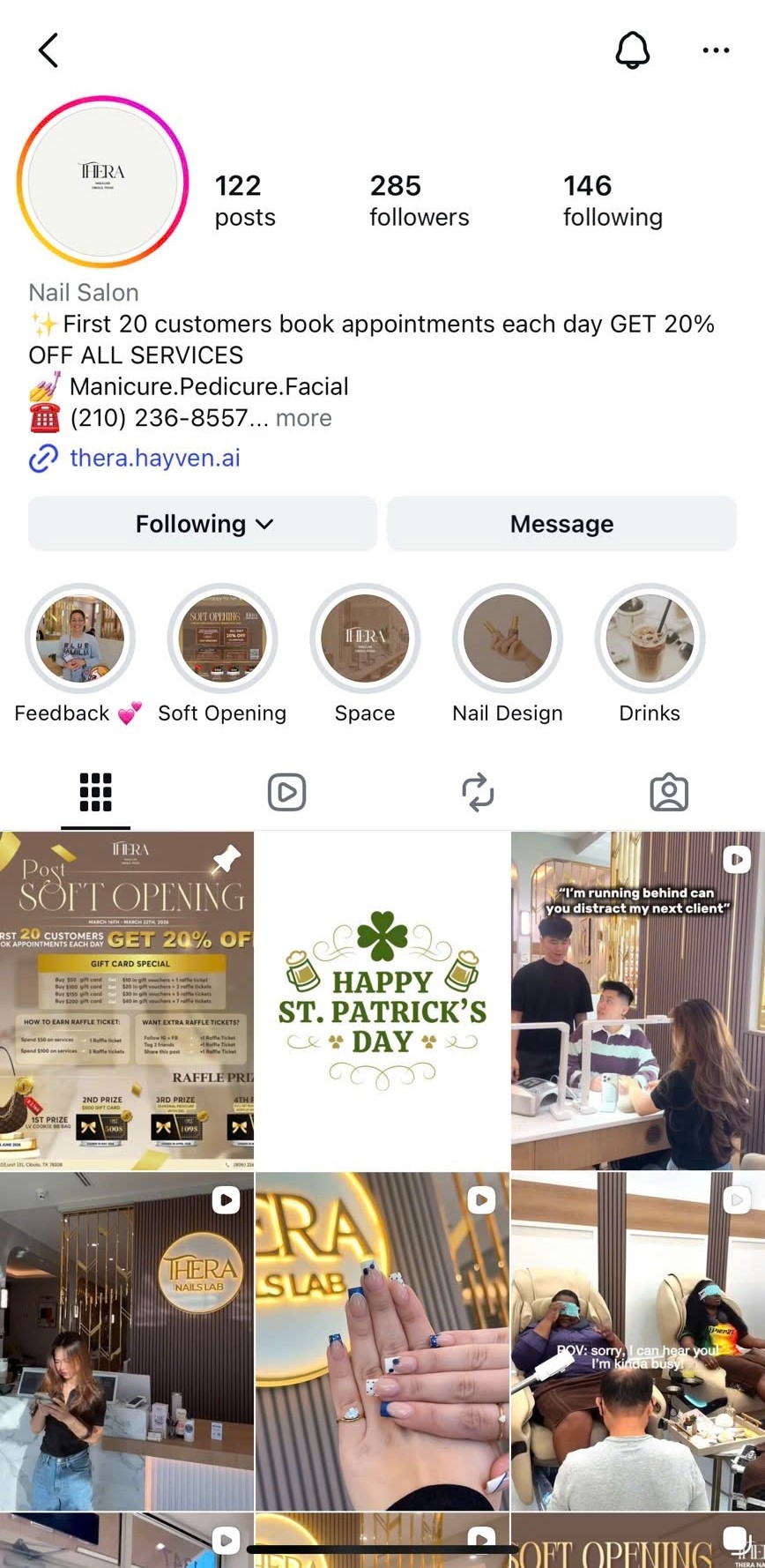 Thera Nails Lab Instagram feed design