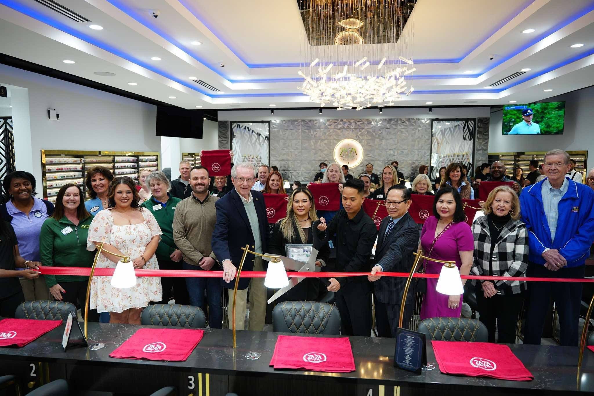 Alpha Media Marketing hosting a spectacular grand opening ribbon cutting ceremony at a luxury nail salon