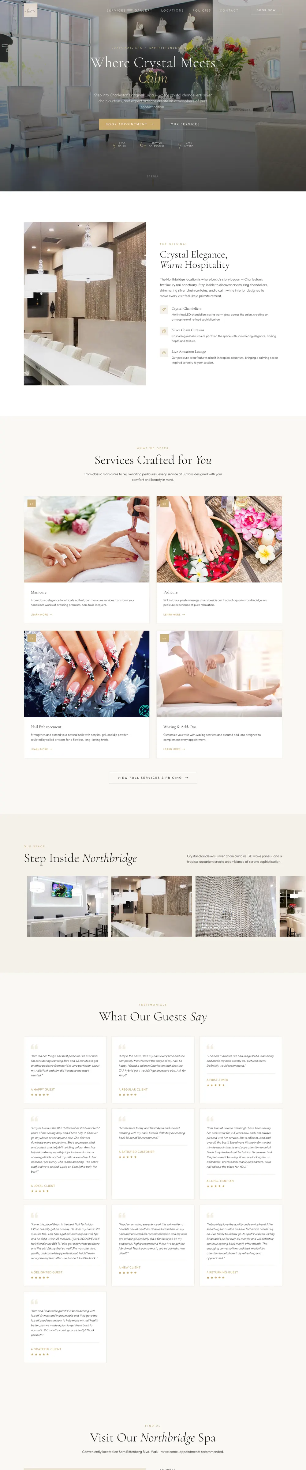 Luxia Nail Spa Northbridge website design by Alpha Media — desktop view